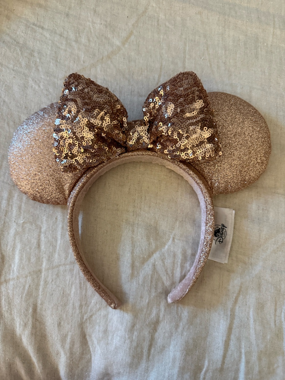 Disney Ears Headband, Rose Gold Sequin Minnie, Disneyland Paris, Good/Like New